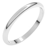 10K White Gold 2 mm Half Round Band Size 5.5