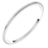 14K White Gold 1 mm Lightweight Half Round Band Size 5.5