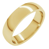 14K Yellow Gold 5 mm Lightweight Comfort-Fit Half Round Band Size 6.5