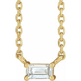14K Yellow Gold 1/8 CT Natural Diamond Solitaire 18" Necklace