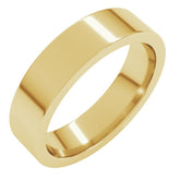 14K Yellow Gold 5 mm Comfort-Fit Flat Band Size 11.5