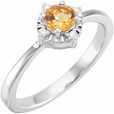 Sterling Silver Natural Citrine & .04 CTW Natural Diamond Halo-Style Ring