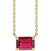 14K Yellow Gold Lab-Grown Ruby 18" Necklace