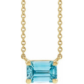 14K Yellow Gold Natural Blue Zircon 18" Necklace