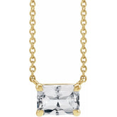 14K Yellow Gold Natural White Sapphire 18" Necklace