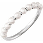14K White Gold Cultured White Freshwater Pearl Ring
