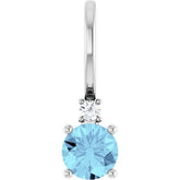 14K White Gold Natural Aquamarine & .015 CT Natural Diamond Charm/Pendant