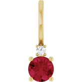 14K Yellow Gold Natural Ruby & .015 CT Natural Diamond Charm/Pendant