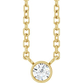 14K Yellow Gold .06 CT Natural Diamond Solitaire 16-18" Necklace