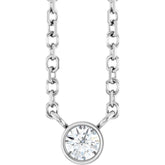 14K White Gold .06 CT Natural Diamond Solitaire 16-18" Necklace