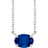 14K White Gold Lab-Grown Blue Sapphire 18" Necklace