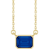 14K Yellow Gold Lab-Grown Blue Sapphire 18" Necklace