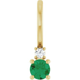 14K Yellow Gold Lab-Grown Emerald & .02 CT Natural Diamond Charm/Pendant