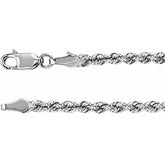 14K White Gold 3 mm Rope 18" Chain
