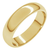 14K Yellow Gold 5 mm Half Round Band Size 13.5