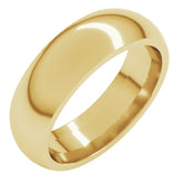 14K Yellow Gold 6 mm Comfort-Fit Half Round Band Size 8.5