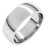 10K White Gold 7 mm Lightweight Comfort-Fit Half Round Band Size 12