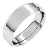 14K White Gold 6 mm Beveled-Edge Comfort-Fit Flat Band Size 9.5