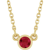 14K Yellow Gold Lab-Grown Ruby Solitaire 16" Necklace