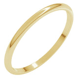 14K Yellow Gold 1.5 mm Lightweight Half Round Band Size 8.5