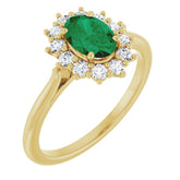 14K Yellow Gold Lab-Grown Emerald & 1/3 CTW Lab-Grown Diamond Ring
