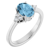14K White Gold Natural Sky Blue Topaz and 1/10 CTW Lab-Grown Diamond Ring