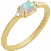 14K Yellow Gold Natural Ethiopian Opal & .03 CTW Natural Diamond Ring
