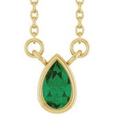 14K Yellow Gold Lab-Grown Emerald 18" Necklace