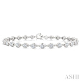 2 Ctw Bezel Set Round Cut Diamond Station Bracelet in 14K White Gold