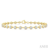 2 Ctw Bezel Set Round Cut Diamond Station Bracelet in 14K Yellow Gold