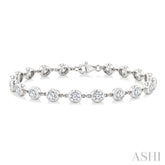 1/2 Ctw Bezel Set Round Cut Diamond Station Bracelet in 14K White Gold