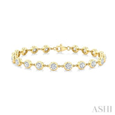 1/2 Ctw Bezel Set Round Cut Diamond Station Bracelet in 14K Yellow Gold