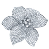5.30ct 14k White Gold Diamond Pave Flower Ring