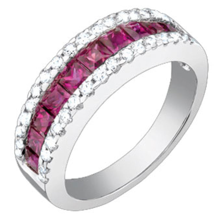 1.80ct 14k White Gold Diamond & Ruby Lady's Band 1.80ct 14k White Gold Diamond & Ruby Lady's Band