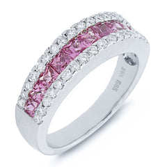 1.85ct 14k White Gold Diamond & Pink Sapphire Lady's Band 1.85ct 14k White Gold Diamond & Pink Sapphire Lady's Band
