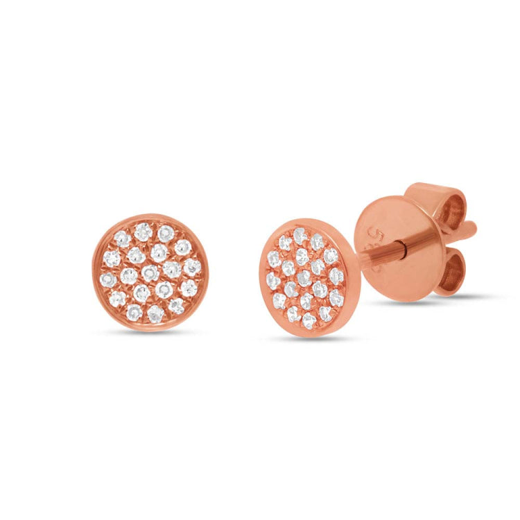 0.07ct 14k Rose Gold Diamond Pave Stud Earring 0.07ct 14k Rose Gold Diamond Pave Stud Earring