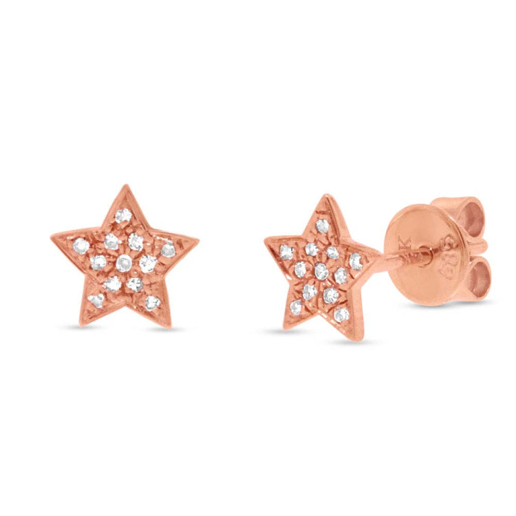 0.07ct 14k Rose Gold Diamond Star Stud Earring 0.07ct 14k Rose Gold Diamond Star Stud Earring