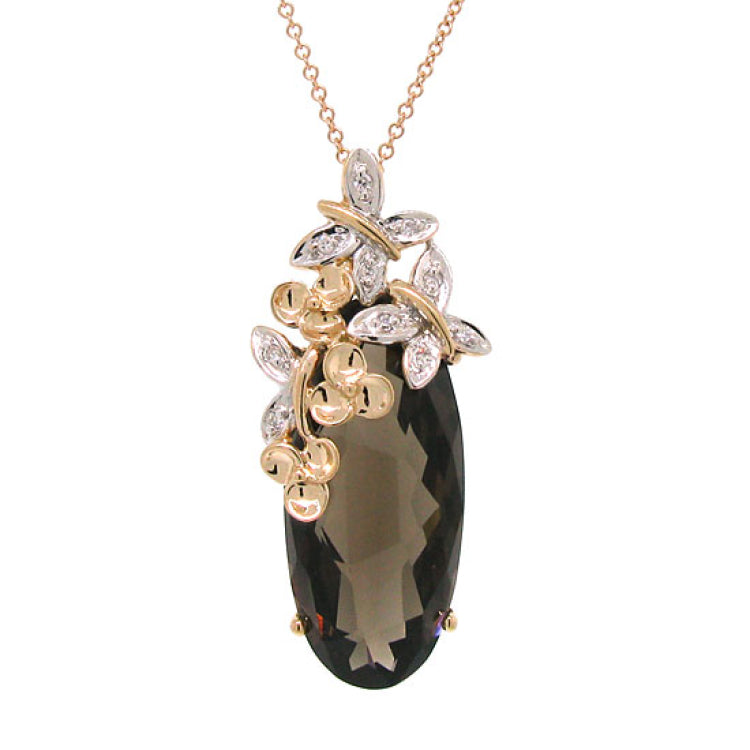 0.04ct Diamond & 9.85ct Smokey Topaz 14k Two-tone Rose Gold Pendant 0.04ct Diamond & 9.85ct Smokey Topaz 14k Two-tone Rose Gold Pendant