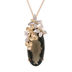 0.04ct Diamond & 9.85ct Smokey Topaz 14k Two-tone Rose Gold Pendant 0.04ct Diamond & 9.85ct Smokey Topaz 14k Two-tone Rose Gold Pendant