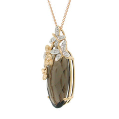 0.04ct Diamond & 9.85ct Smokey Topaz 14k Two-tone Rose Gold Pendant 0.04ct Diamond & 9.85ct Smokey Topaz 14k Two-tone Rose Gold Pendant