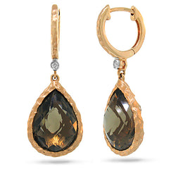 0.02ct Diamond & 8.76ct Smokey Topaz 14k Rose Gold Earring 0.02ct Diamond & 8.76ct Smokey Topaz 14k Rose Gold Earring