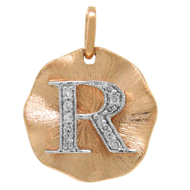 0.06ct 14k Rose Gold Diamond "R" Initial Pendant 0.06ct 14k Rose Gold Diamond "R" Initial Pendant