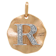 0.06ct 14k Rose Gold Diamond "R" Initial Pendant 0.06ct 14k Rose Gold Diamond "R" Initial Pendant