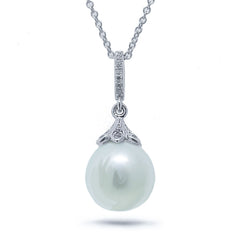 0.06ct 14k White Gold Diamond & Fresh Water Pearl Pendant 0.06ct 14k White Gold Diamond & Fresh Water Pearl Pendant