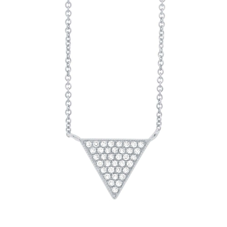 0.07ct 14k White Gold Diamond Pave Triangle Necklace 0.07ct 14k White Gold Diamond Pave Triangle Necklace