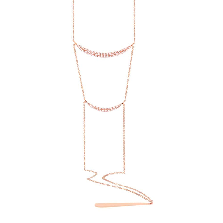 0.34ct 14k Rose Gold Diamond Pave Lariat Necklace 0.34ct 14k Rose Gold Diamond Pave Lariat Necklace