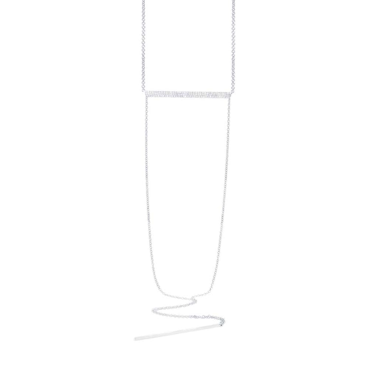 0.18ct 14k White Gold Diamond Pave Lariat Necklace 0.18ct 14k White Gold Diamond Pave Lariat Necklace