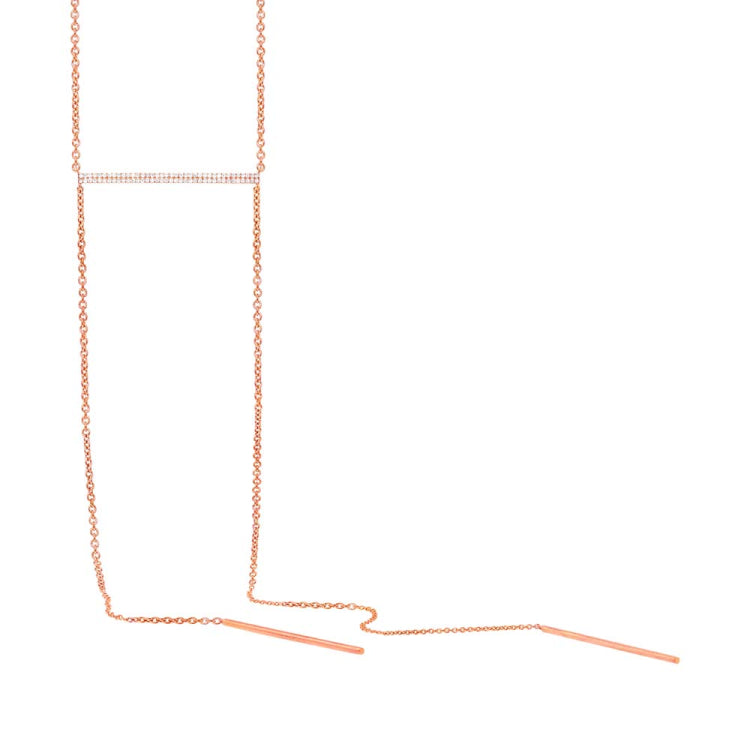 0.19ct 14k Rose Gold Diamond Pave Lariat Necklace 0.19ct 14k Rose Gold Diamond Pave Lariat Necklace