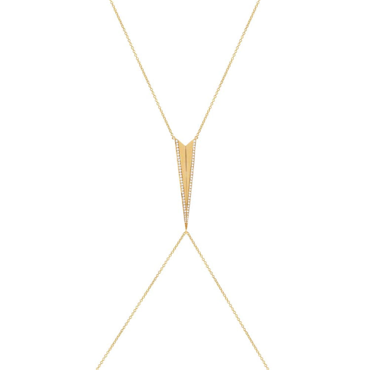 0.43ct 14k Yellow Gold Diamond Body Chain Necklace 0.43ct 14k Yellow Gold Diamond Body Chain Necklace