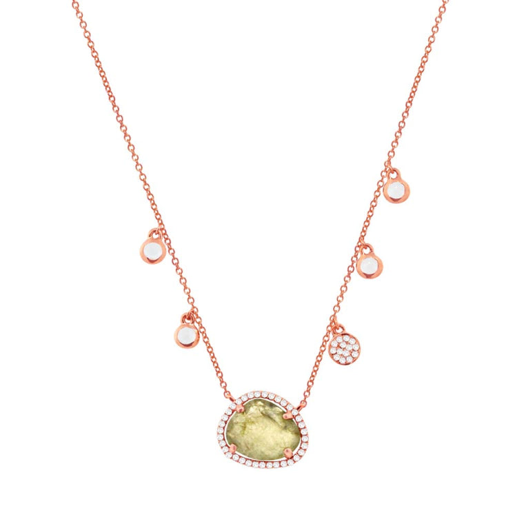 0.13ct Diamond & 1.94ct Spectrolite 14k Rose Gold Necklace 0.13ct Diamond & 1.94ct Spectrolite 14k Rose Gold Necklace
